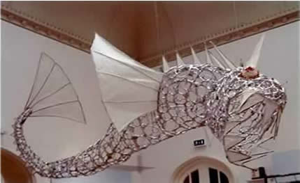 huge hanging dragon made from willow